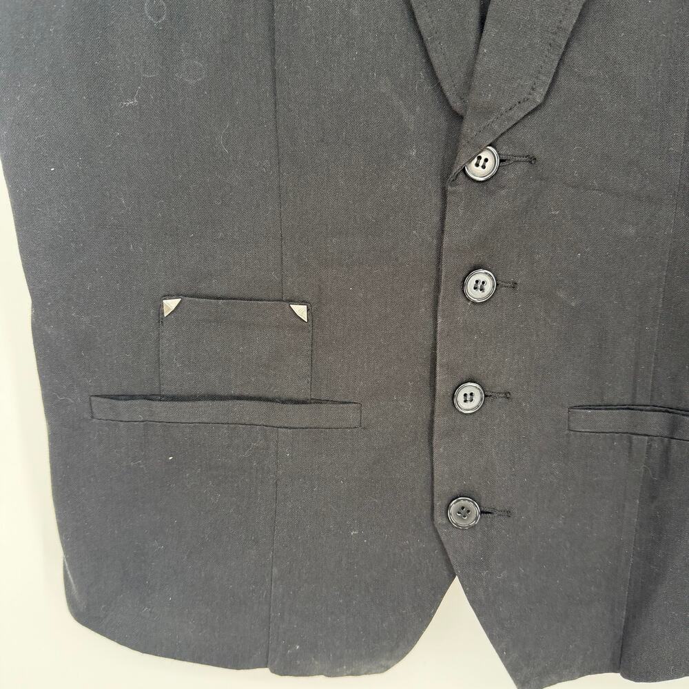 Vintage 90s Guess Black Vest Burnout Velvet Crest Goth Dark Academia Small - Picture 5 of 6